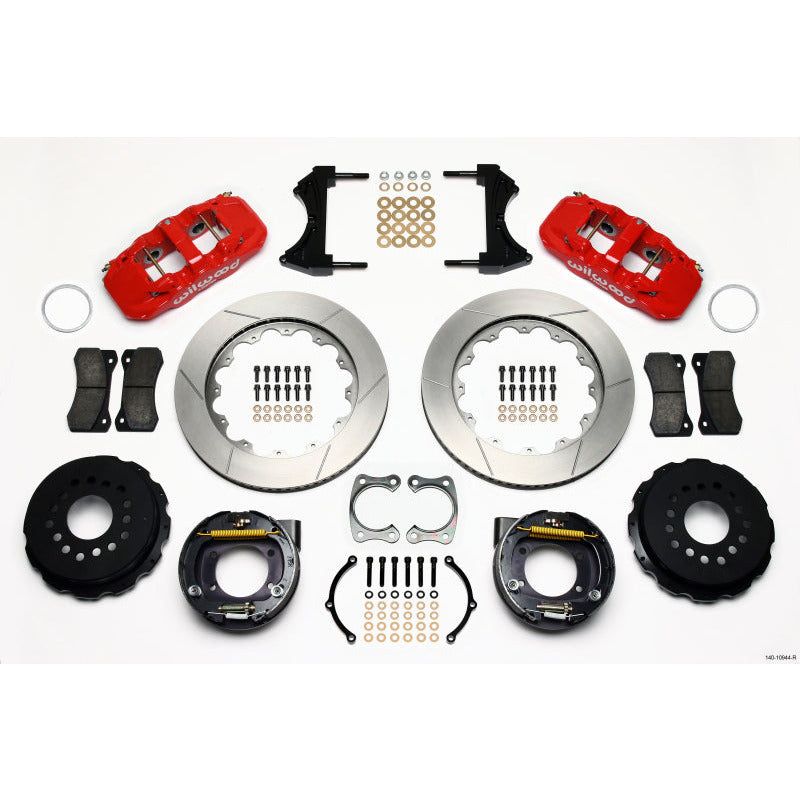 Wilwood AERO4 Rear P-Brake Kit 14.00in Red Big Ford New Style 2.36in Offset Wilwood Big Brake Kits