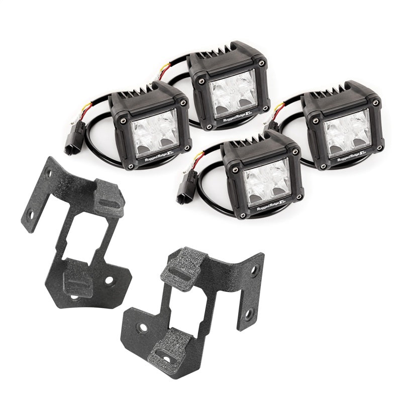 Rugged Ridge 07-18 Jeep Wrangler JK Textured Black Dual Cube A-Pillar Light Mount Kit Rugged Ridge Light Mounts