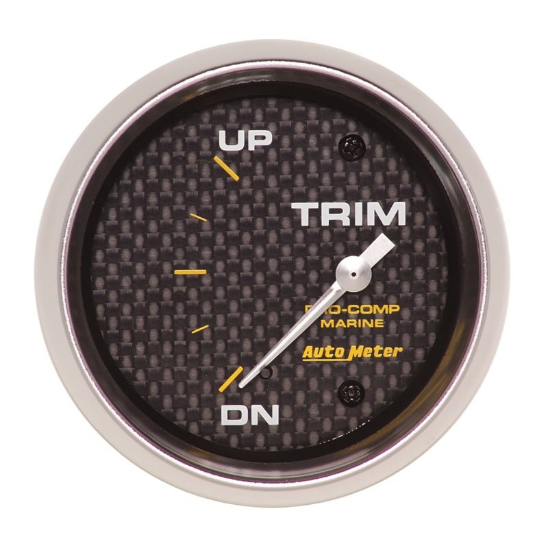Autometer Marine Carbon Fiber Gauge 2-5/8in Electric Trim Level Gauge 0OHM Down - 90OHM Up AutoMeter Gauges