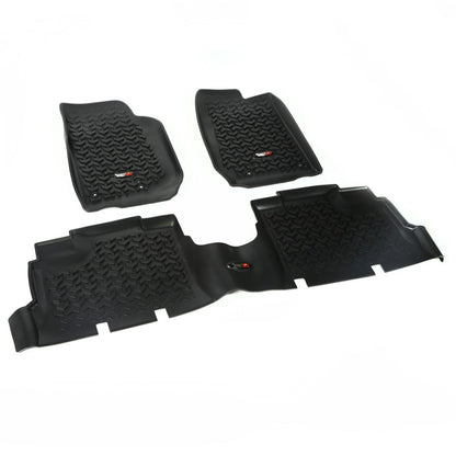 Rugged Ridge Floor Liner Front/Rear Black 2007-2018 Jeep Wrangler JK 4 Dr Rugged Ridge Floor Mats - Rubber