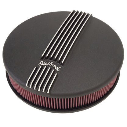 Edelbrock Air Cleaner Classic Series Round Aluminum Top Cloth Element 14In Dia X 3 9In Black