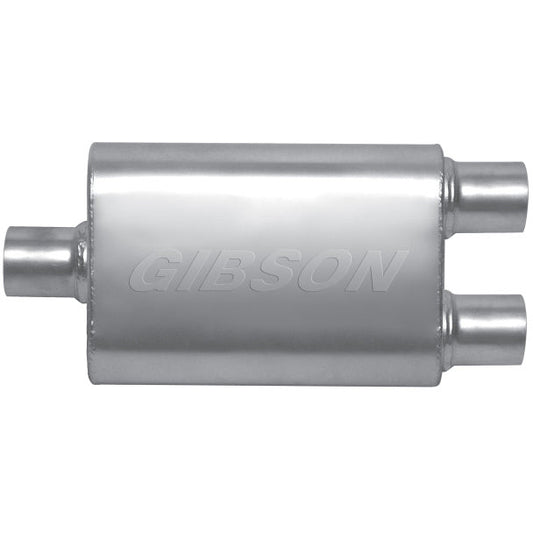 Gibson MWA Superflow Center/Dual Oval Muffler - 4x9x14in/3in Inlet/3in Outlet - Stainless Gibson Muffler