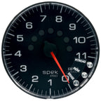 Autometer Spek-Pro Gauge Tachometer 5in 11K Rpm W/Shift Light & Peak Mem Black/Chrome AutoMeter Gauges
