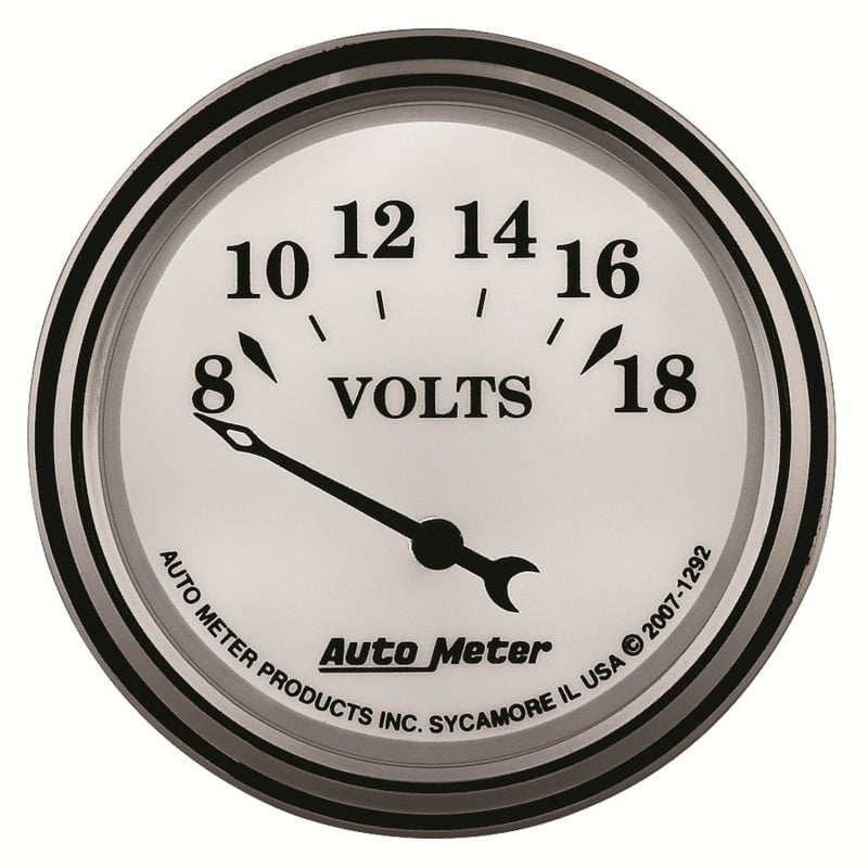 AutoMeter Gauge Voltmeter 2-1/16in. 18V Elec Old Tyme White II AutoMeter Gauges