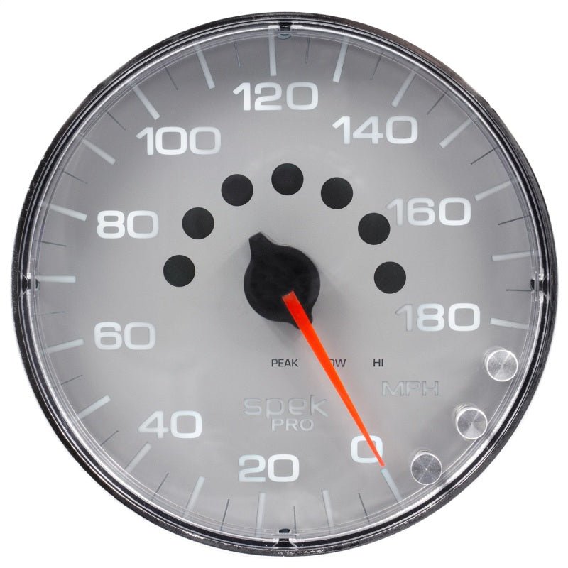 Autometer Spek-Pro Gauge Speedometer 5in 180 Mph Elec. Programmable Silver/Chrome AutoMeter Gauges