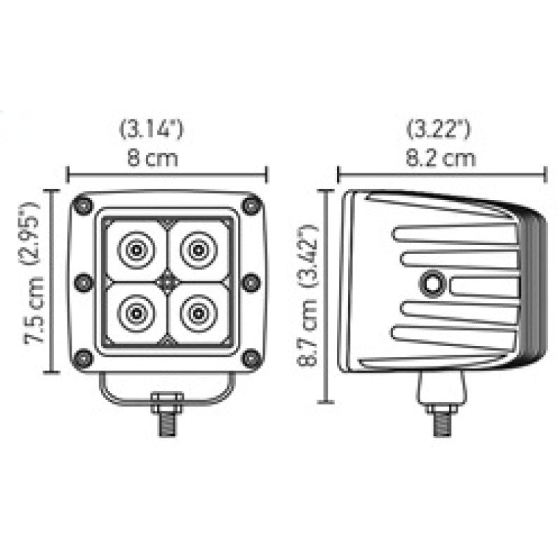 Hella HVF Cube 4 LED Off Road Kit - 3.1in 2X12W Hella Light Bars & Cubes