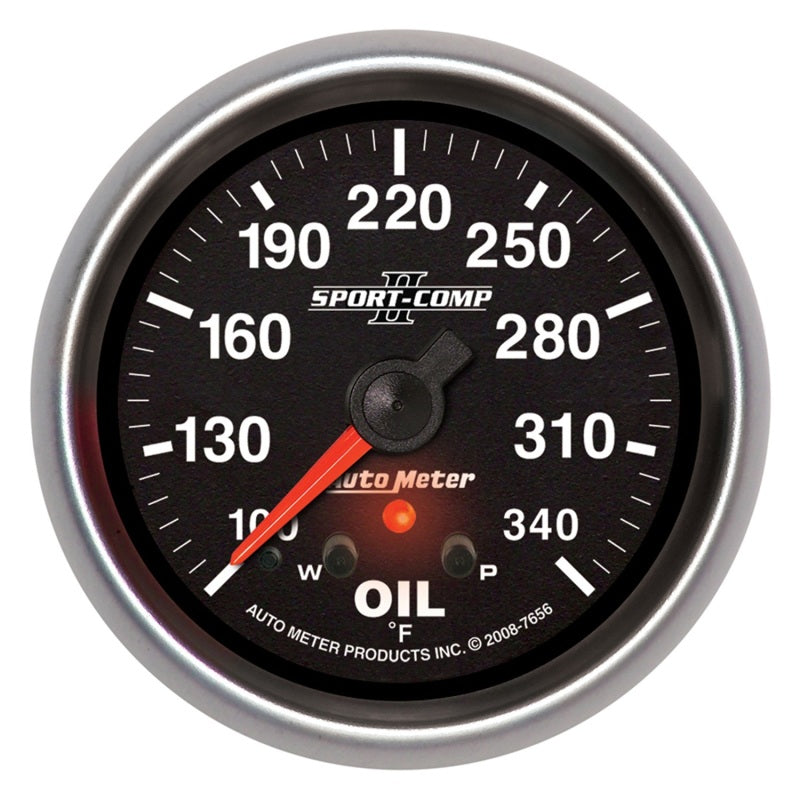 AutoMeter Gauge Oil Temp 2-5/8in. 340 Deg. F Stepper Motor W/ Peak & Warn Sport-Comp II AutoMeter Gauges