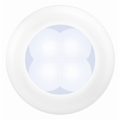 Hella 0500 Series Slim Line White 12V DC Round Soft LED Courtesy Light w/ White Plastic Rim Hella Interior Lighting