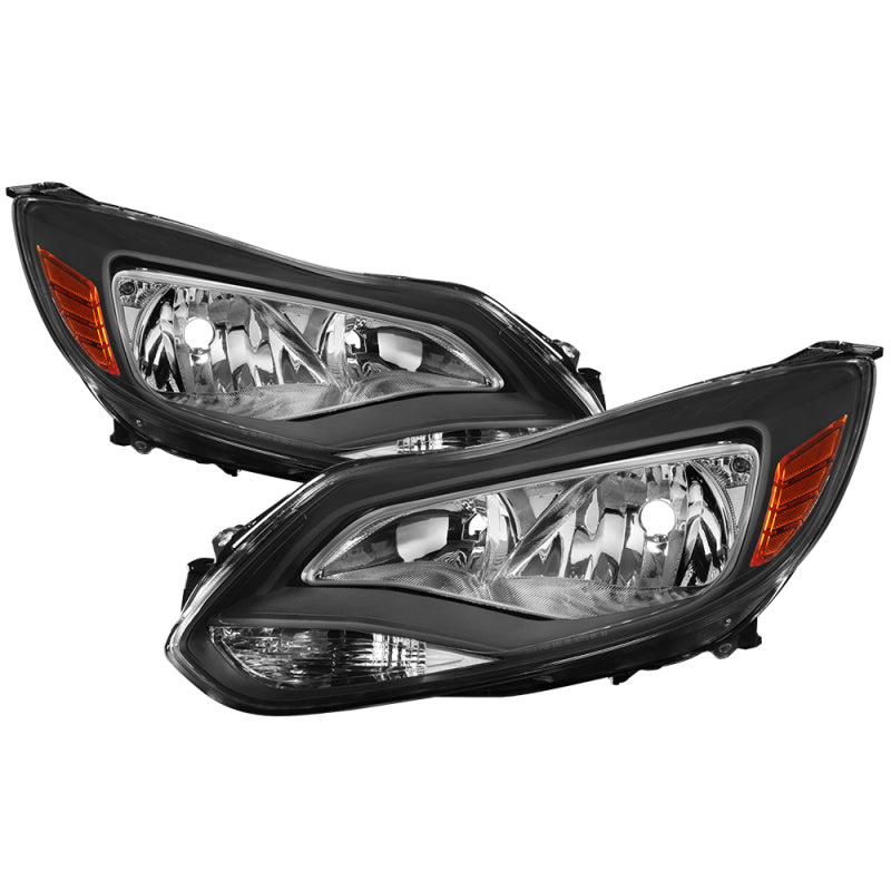 xTune Ford Focus 2012-2014 Halogen Only OEM Style Headlights - Black HD-JH-FFOC12-AM-BK SPYDER Headlights