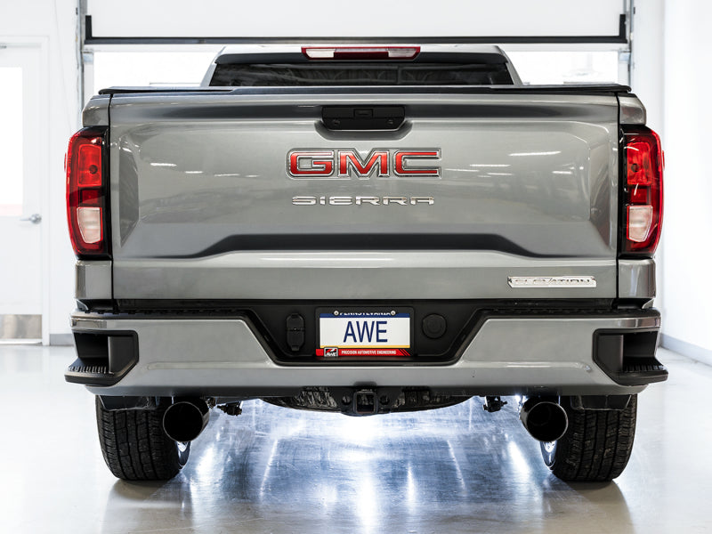 AWE Tuning 4th Gen GM 1500 5.3L 0FG Catback Split Rear Exit (Flat Bumper) - Dual Diamond Tips