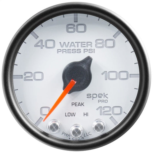 Autometer Spek-Pro Gauge Water Press 2 1/16in 120psi Stepper Motor W/Peak & Warn Wht/Blk AutoMeter Gauges