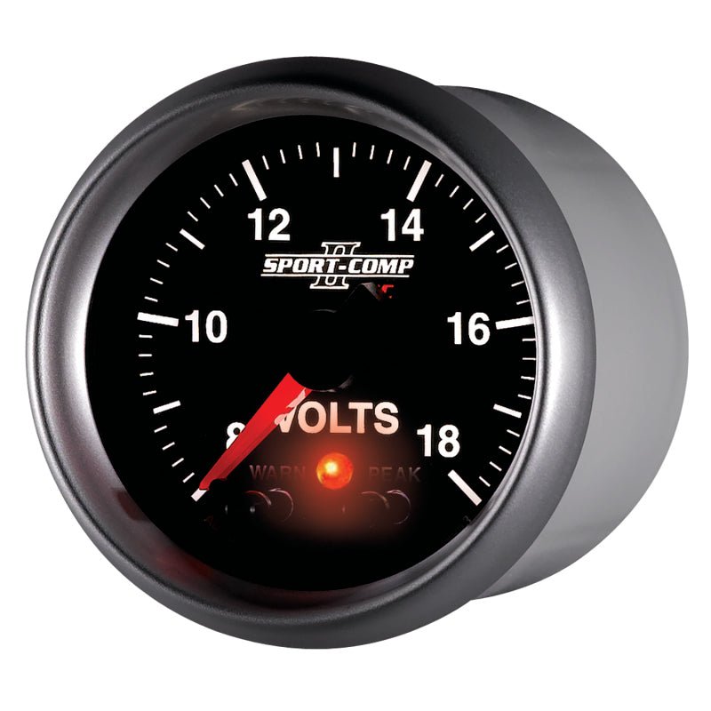 Autometer Sport-Comp II 2-1/16in Digital Voltometer Gauge - 18V AutoMeter Gauges