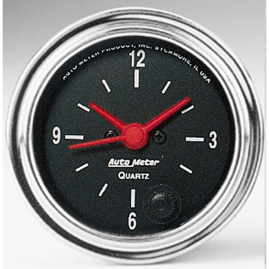 Autometer Traditional Chrome 2-1/16in 12HR Analog Clock Gauge AutoMeter Gauges