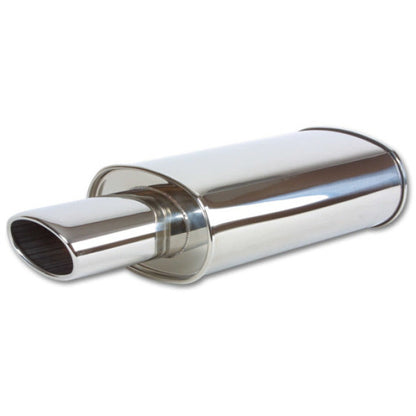 Vibrant StreetPower Oval Muffler with 4.5in x 3in Oval Tip Angle Cut Rolled Edge - 2.5in inlet I.D. Vibrant Muffler