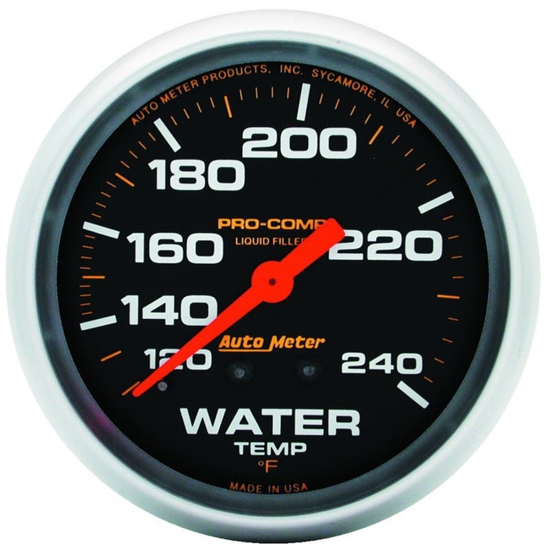 Autometer Liquid Filled Mechanical 66.7mm 120-240 deg F Water Termperature Gauge Includes 6in Tubing AutoMeter Gauges