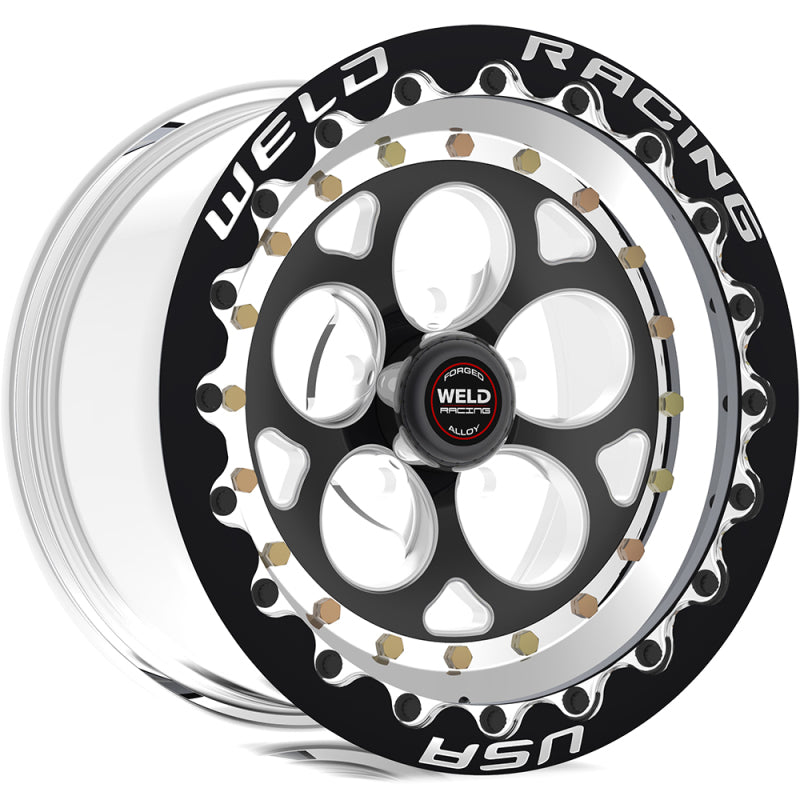 Weld Magnum III 15x8 / 5x4.75 BP / 3.5in. BS Black Wheel - Black Single Beadlock MT Weld Wheels - Forged