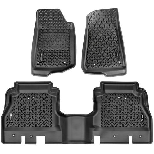 Rugged Ridge Floor Liner Kit Black F/R 20-21 Jeep Gladiator (JT) Rugged Ridge Floor Mats - Rubber