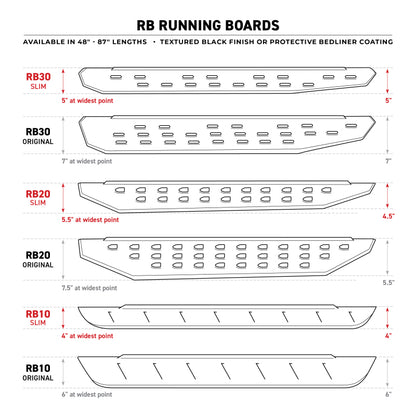 Go Rhino RB20 Slim Running Boards - Universal 80in. - Bedliner Coating