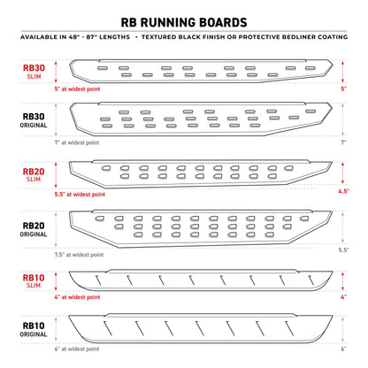 Go Rhino RB10 Slim Running Boards - Universal 73in. - Tex. Blk