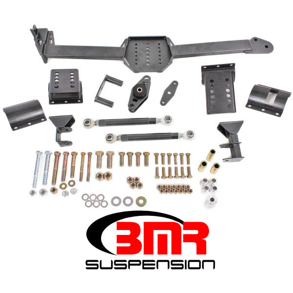 BMR 05-14 S197 Mustang Body Mount Watts Link Rod End/Poly w/ Adj. Axle Clamps - Black Hammertone BMR Suspension Diff Braces