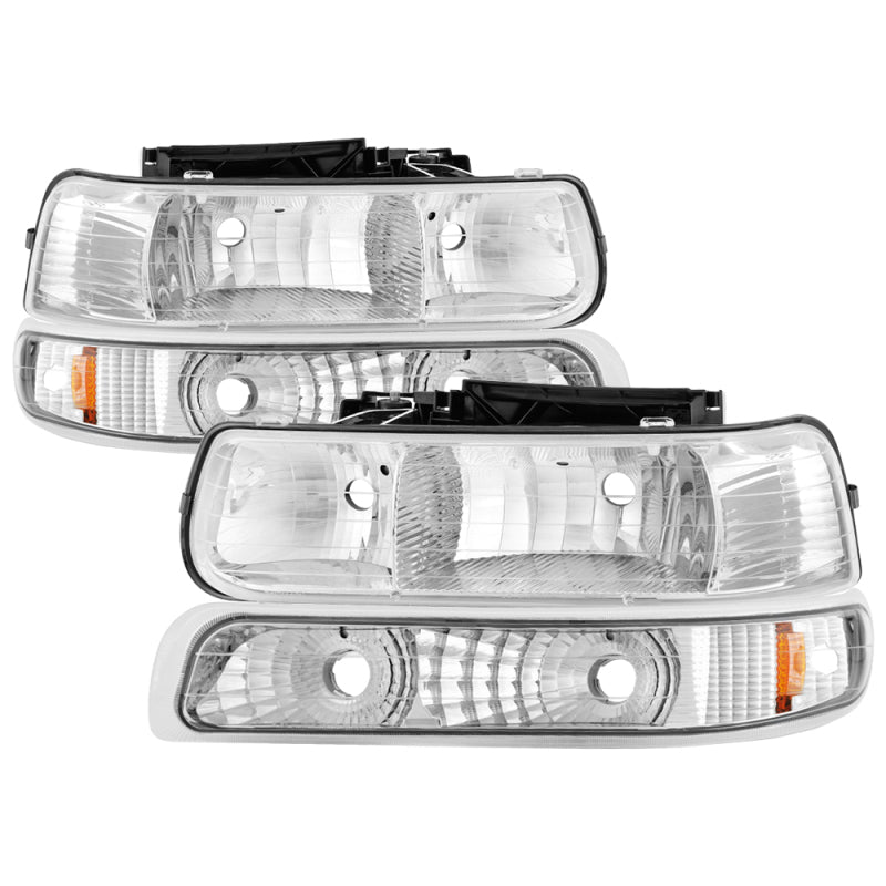 Xtune Chevy TahOE 00-06 Amber Crystal Headlights w/ Bumper Lights Chrome HD-JH-CSIL99-SET-AM-C SPYDER Headlights