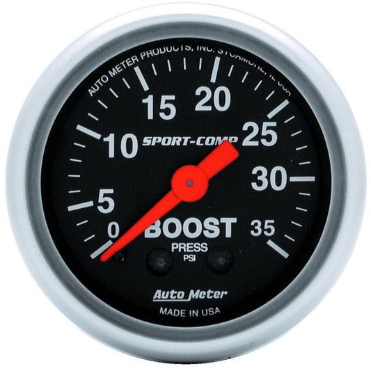 Autometer Sport-Comp 52mm 35 PSI Mechanical Boost Gauge AutoMeter Gauges