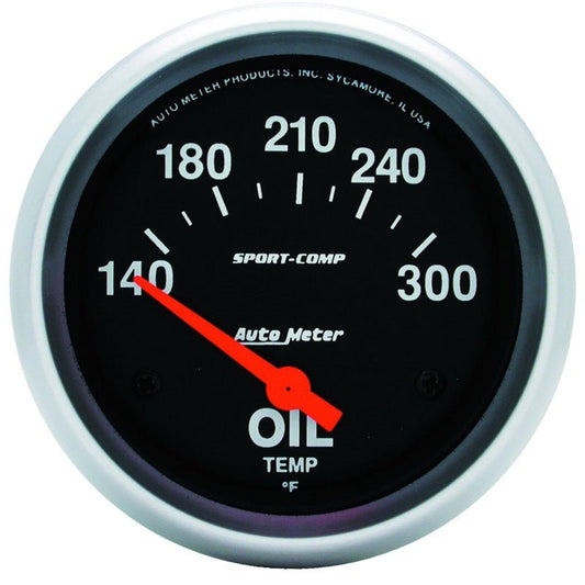 Autometer Sport-Comp 2 5/8in 140-300 Deg F Short Sweep Electronic Oil Temperature Gauge AutoMeter Gauges