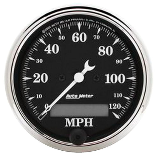 AutoMeter Gauge Speedo. 3-1/8in. 120MPH Elec. Prog. W/ Lcd Odo Old Tyme Blk AutoMeter Gauges