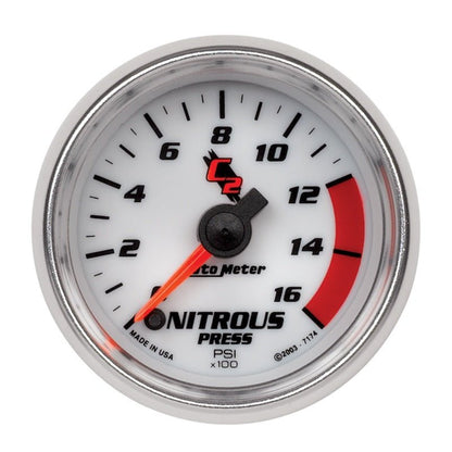 Autometer C2 2in 0-1600 PSI Full Sweep Electronic Nitrous Gauge AutoMeter Gauges