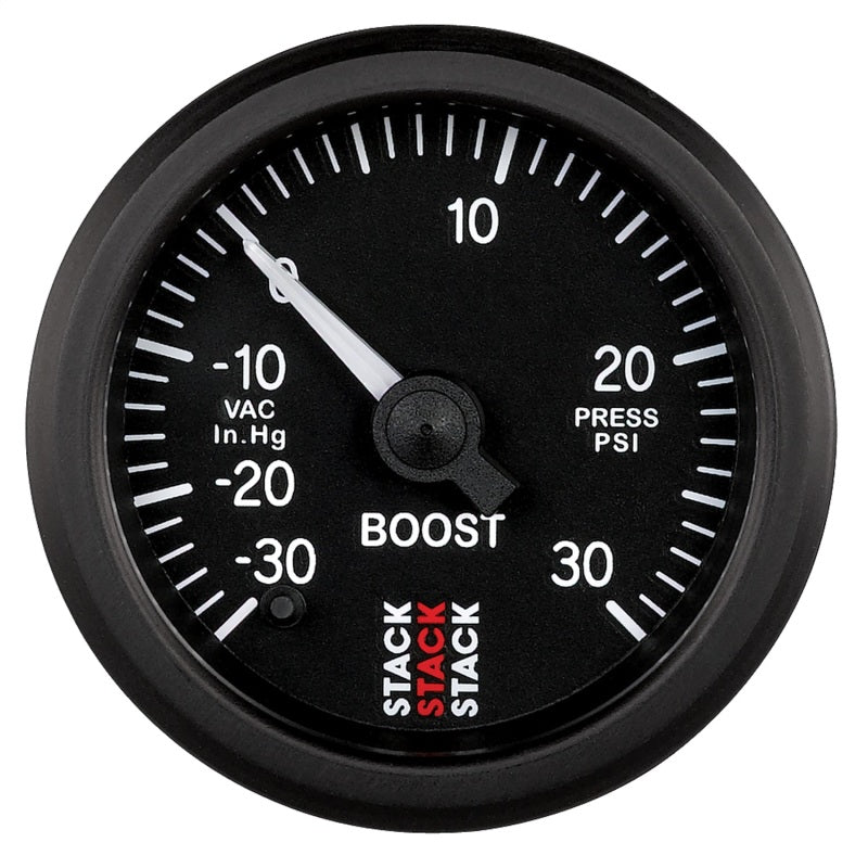 Autometer Stack 52mm -30INHG to +30 PSI (Incl T-Fitting) Pro Stepper Motor Boost Press Gauge - Black AutoMeter Gauges