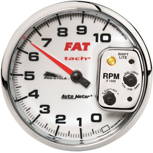 Autometer Pro-Cycle Gauge Tach 5in 10K Rpm Shift- Lite 2&4 Cylinder White Fat Tach AutoMeter Gauges