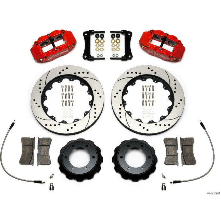 Wilwood Narrow Superlite Red 6R Front Kit 14in Drilled Rotor w/ Lines 05-15 Toyota Tacoma Wilwood Big Brake Kits