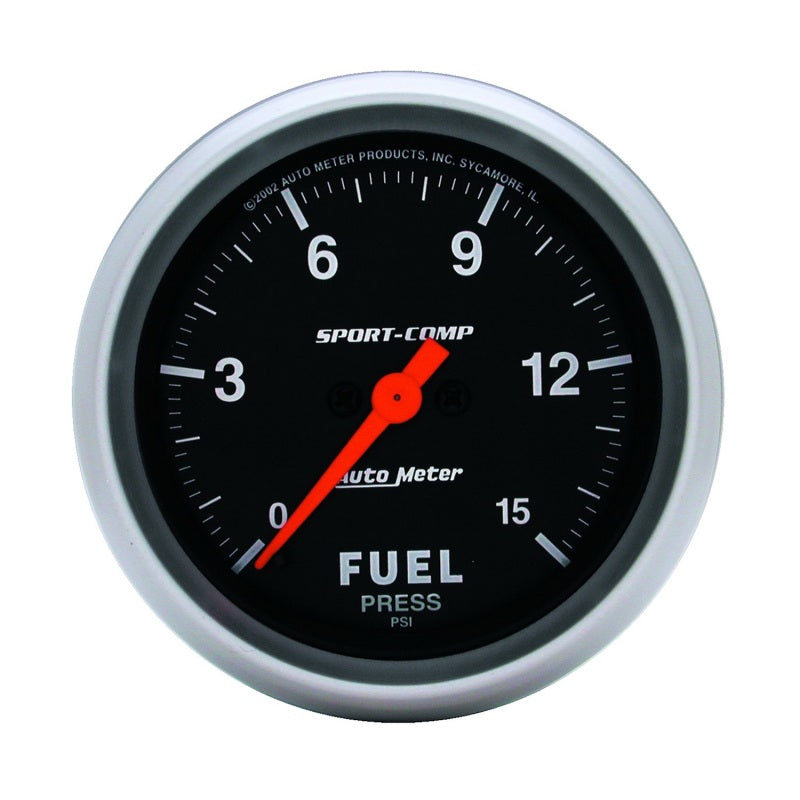 AutoMeter Gauge Fuel Pressure 2-5/8in. 15PSI Digital Stepper Motor Sport-Comp AutoMeter Gauges