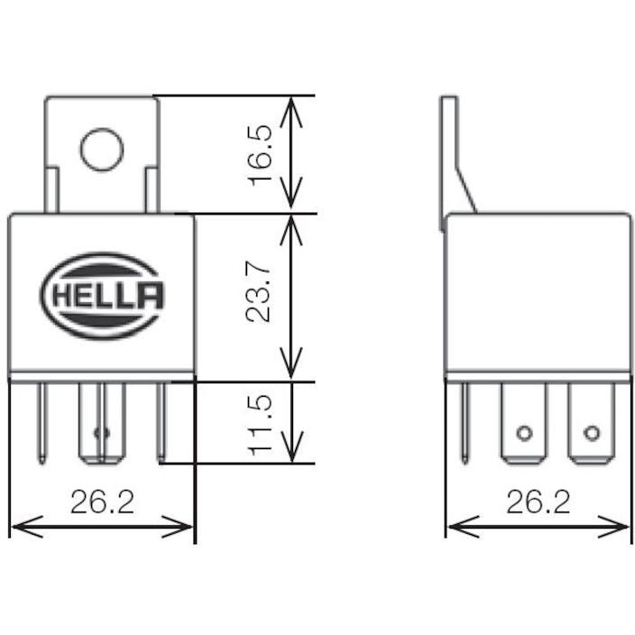 Hella RELAY MINI ISO 5P 12V SPST D87 DIO BKT Hella Bulbs