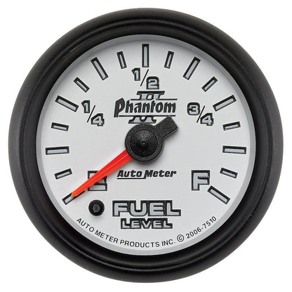 Autometer Phantom II 52mm Full Sweep Electronic 0-280 ohm Fuel Level Programmable E-F Range Gauge AutoMeter Gauges