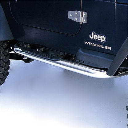 Rugged Ridge 3-In Round Tube Steps SS 97-06TJ Rugged Ridge Side Steps