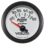 Autometer Phantom II 52.4mm Short Sweep Electronic 8-18 Volts Voltmeter Gauge AutoMeter Gauges