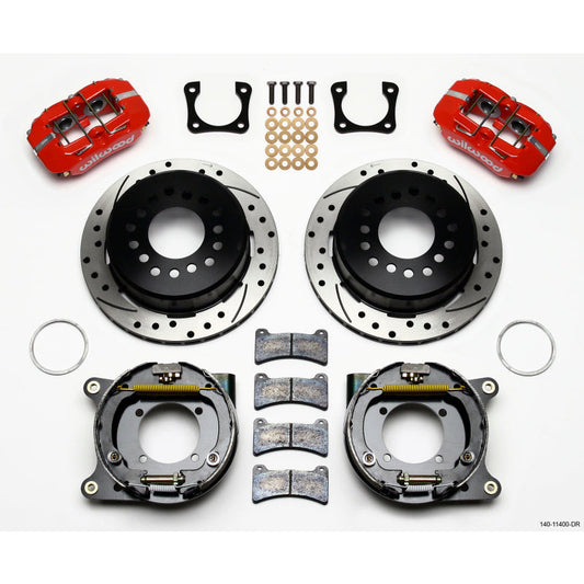 Wilwood Dynapro Low-Profile 11.00in P-Brake Kit Drill-Red Chevy 12 Bolt Spcl 2.81in Off Stag Mount Wilwood Big Brake Kits