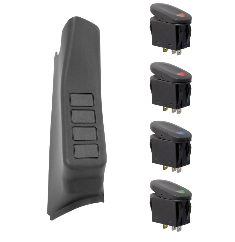 Rugged Ridge A-Pillar 4 Switch Pod Kit Black RHD 07-10 Jeep Wrangler Rugged Ridge Dash & Interior Trim