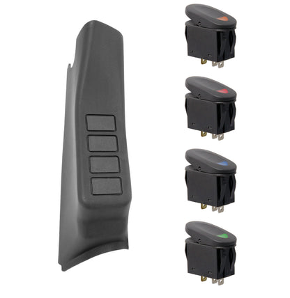 Rugged Ridge A-Pillar 4 Switch Pod Kit Black RHD 07-10 Jeep Wrangler Rugged Ridge Dash & Interior Trim