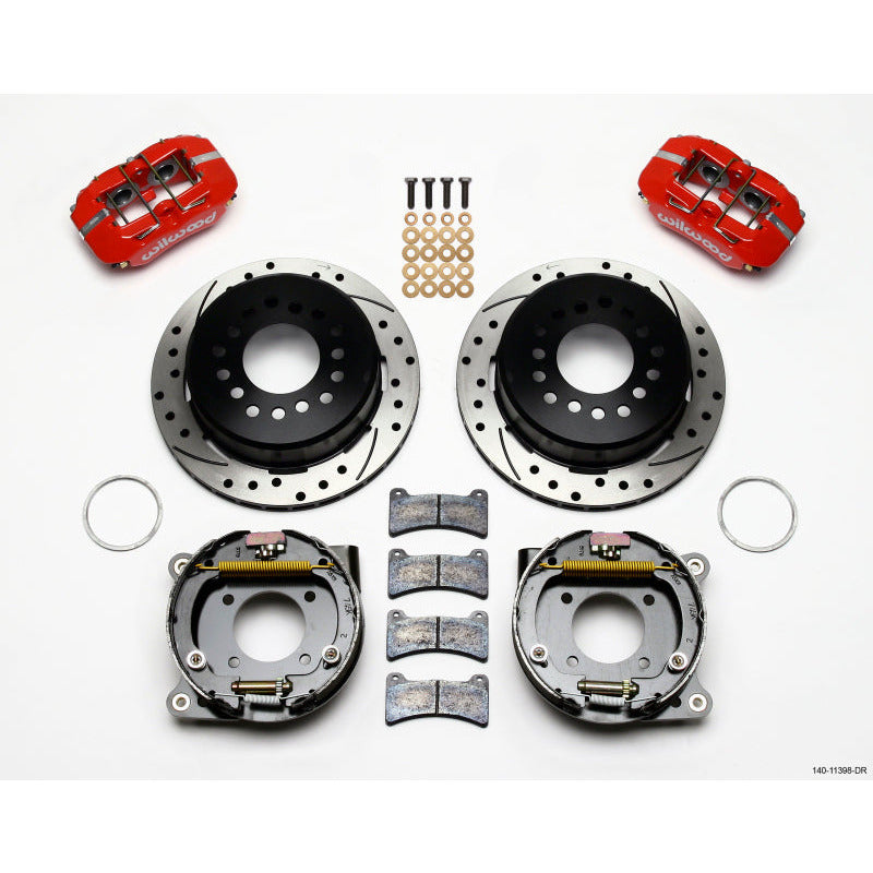 Wilwood Dynapro Low-Profile 11.00in P-Brake Kit Drill-Red Chevy 12 Bolt 2.75in Off w/ C-Clips Wilwood Big Brake Kits