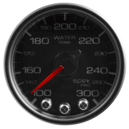 Autometer Spek-Pro Gauge Water Temp 2 1/16in 300f Stepper Motor W/Peak & Warn Blk/Blk AutoMeter Gauges