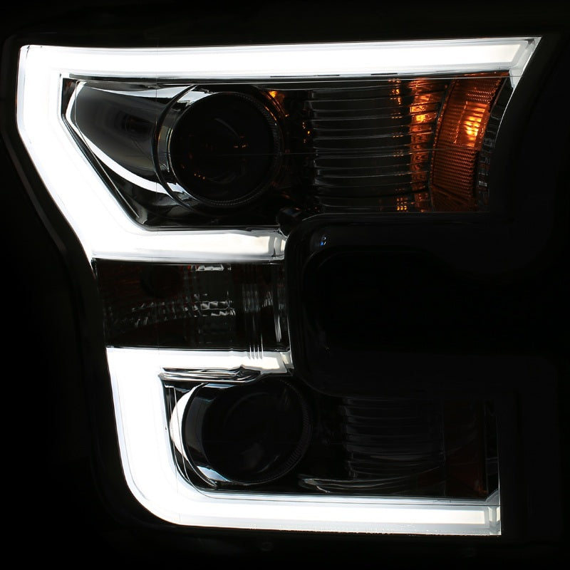 ANZO 2015-2017 Ford F-150 Projector Headlights w/ Plank Style Switchback Chrome w/ Amber