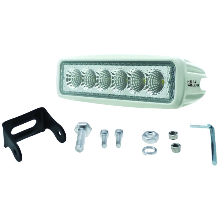 Hella Value Fit Mini Flush Mount 7.7in - 18W White Housing Flood Beam LED Light Bar Hella Light Bars & Cubes