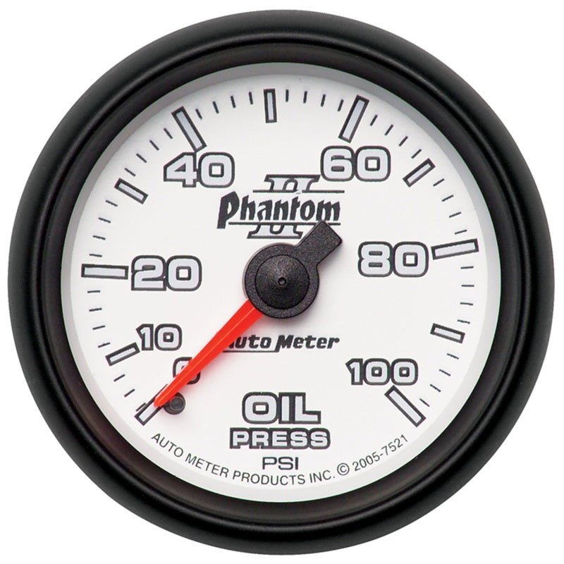 Autometer Phantom II 52.4mm Mechanical 0-100psi Oil Pressure Gauge AutoMeter Gauges