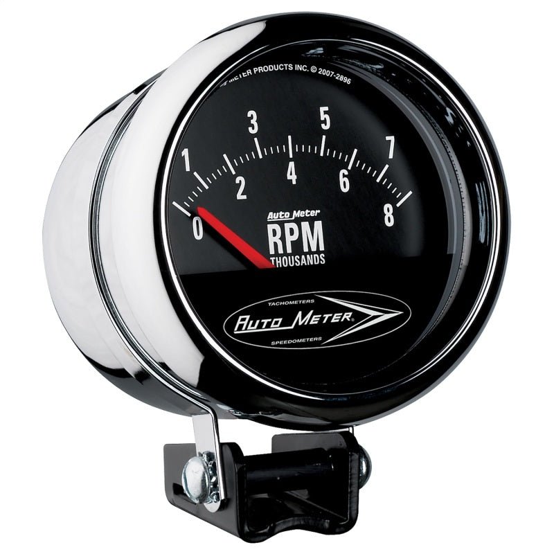 Autometer Traditional Chrome 3-3/4in 8k w/ Retro Short Sweep Tachometer AutoMeter Gauges