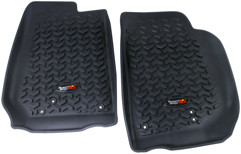 Rugged Ridge Floor Liner Front Black 2007-2018 Jeep Wrangler Unlimited JK 4 Dr Rugged Ridge Floor Mats - Rubber