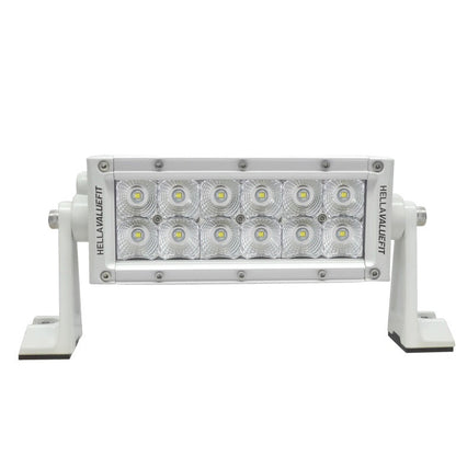 Hella Value Fit 8in Light - 36W Dual Row White Housing Flood Beam - LED Hella Light Bars & Cubes