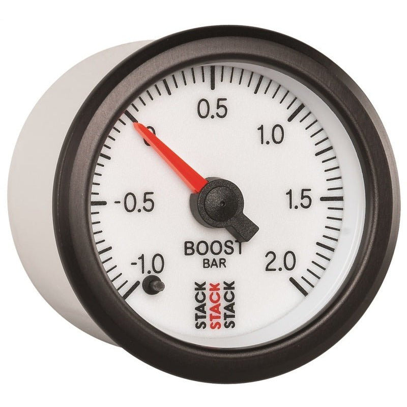 Autometer Stack 52mm -1 to +2 Bar (Incl T-Fitting) Pro Stepper Motor Boost Pressure Gauge - White AutoMeter Gauges