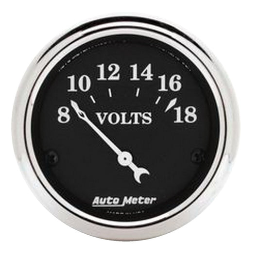 Autometer 2 1/16in 18V Electric Old Tyme Black Voltmeter AutoMeter Gauges